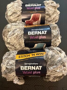 Bernat Yarnspirations Velvet Plus Yarn-Vapor Gray 3 skeins
